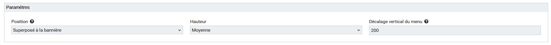 Menu superpos&eacute; &agrave; la banni&egrave;re